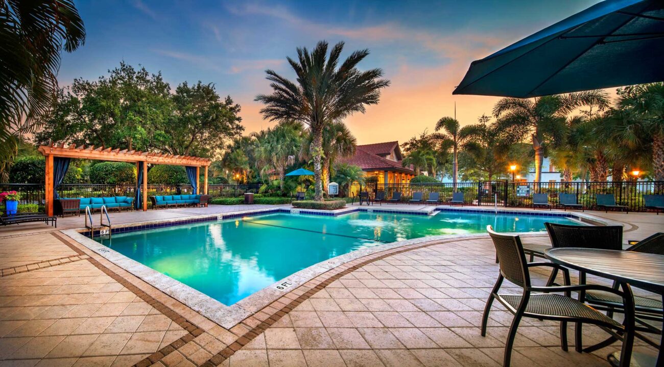 Poolside view of Parkland Apartments