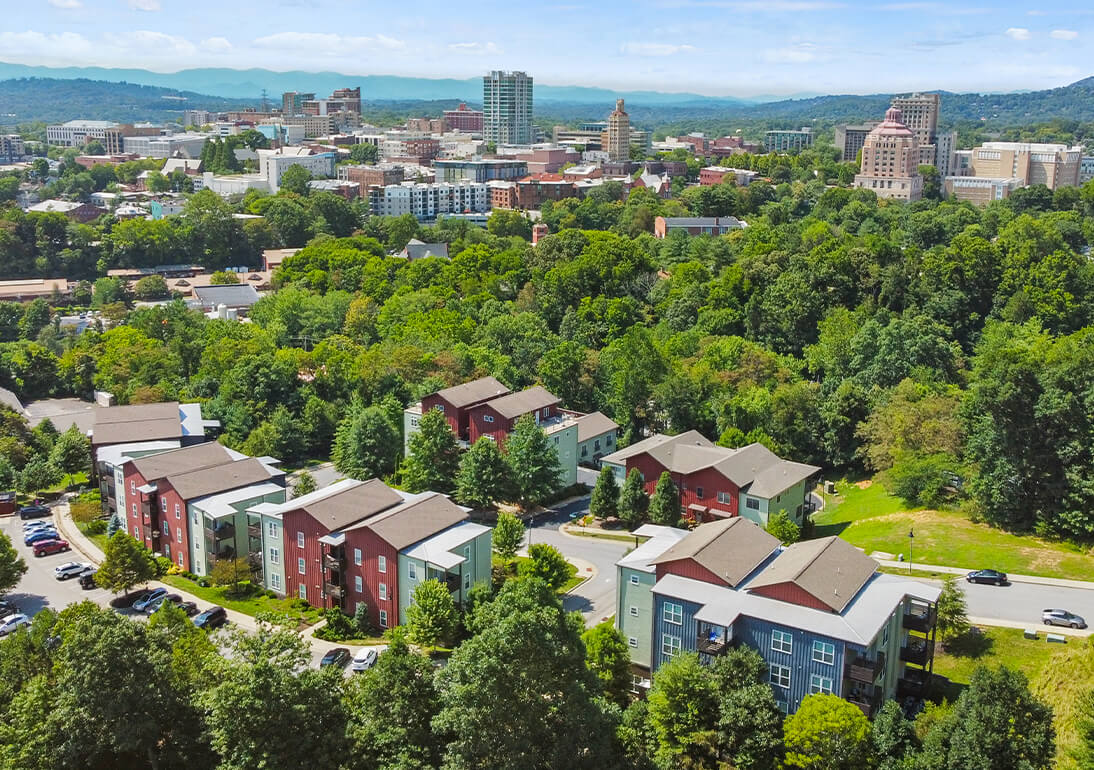Aerial view of Asheville NC Apartment Portfolio
