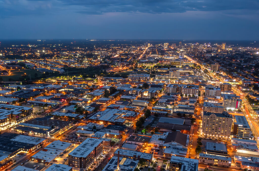 Scott's Addition nighttime aerial